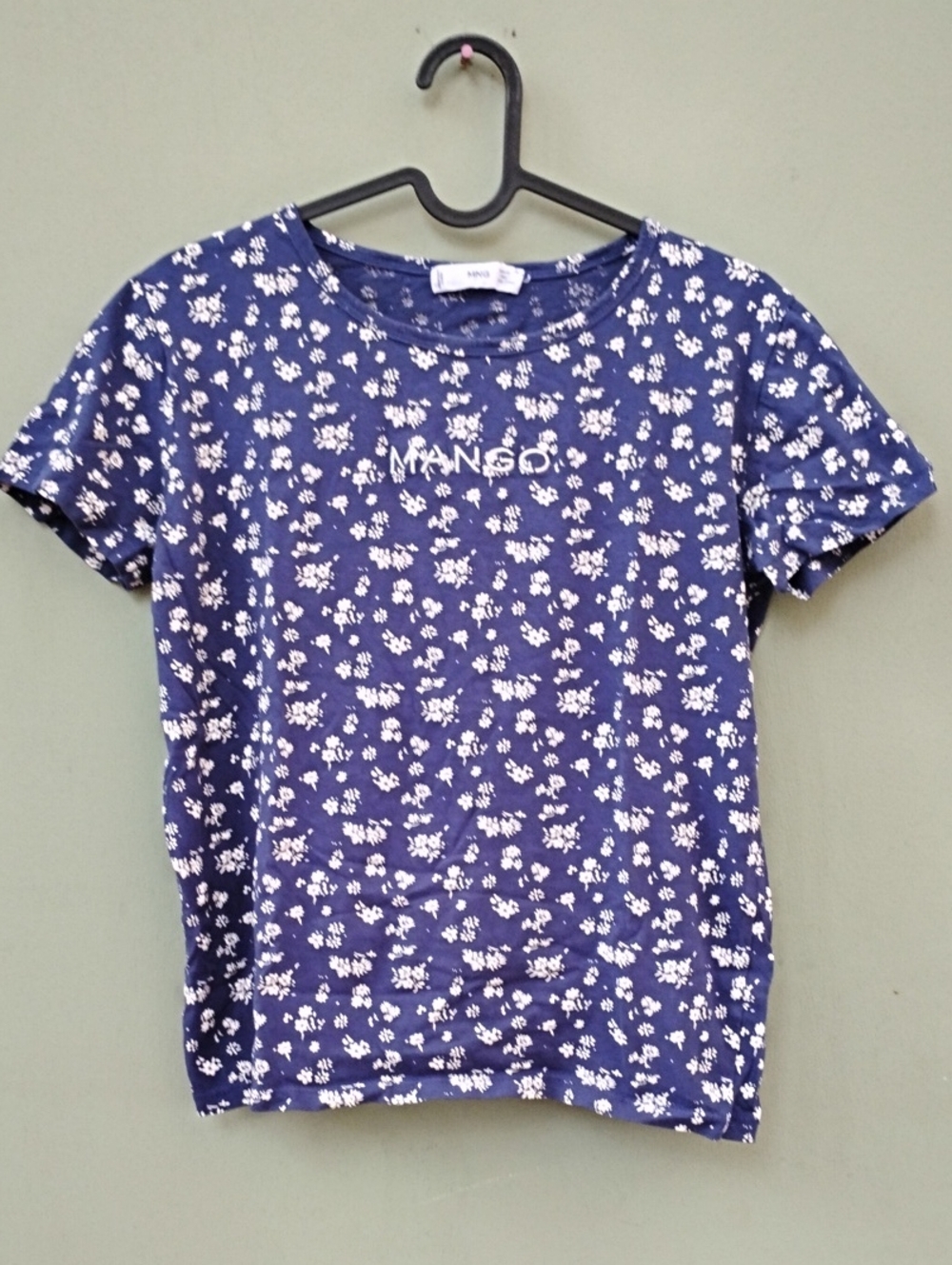 Mango Navy Blue Floral Logo Tee